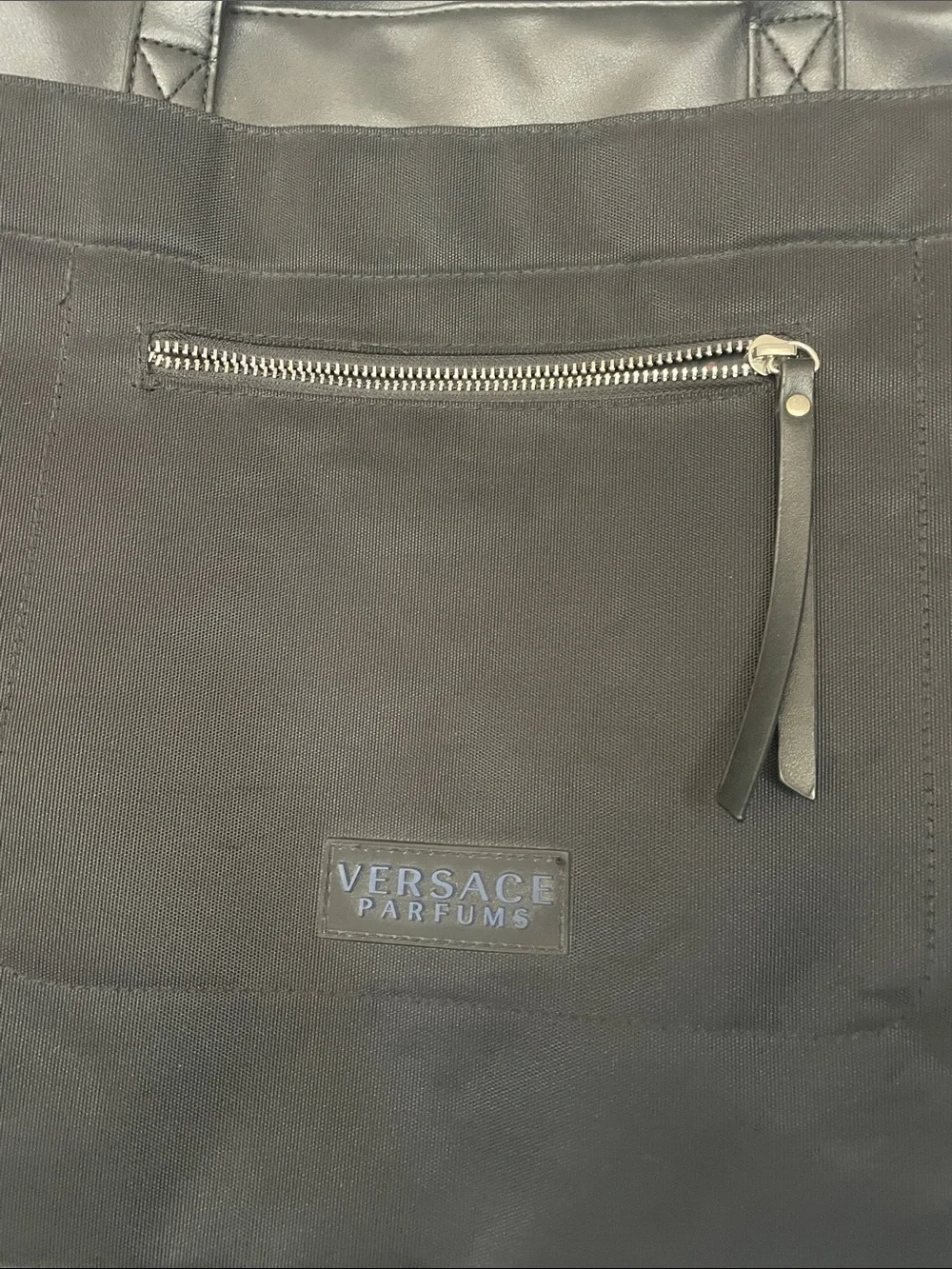 Versace Parfums Black Nylon Overnight Tote